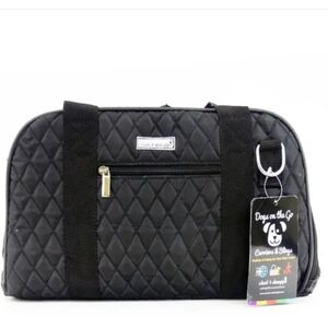 Cloak & Dawggie Medium Diamond Quilt Dog Carrier Purse Black